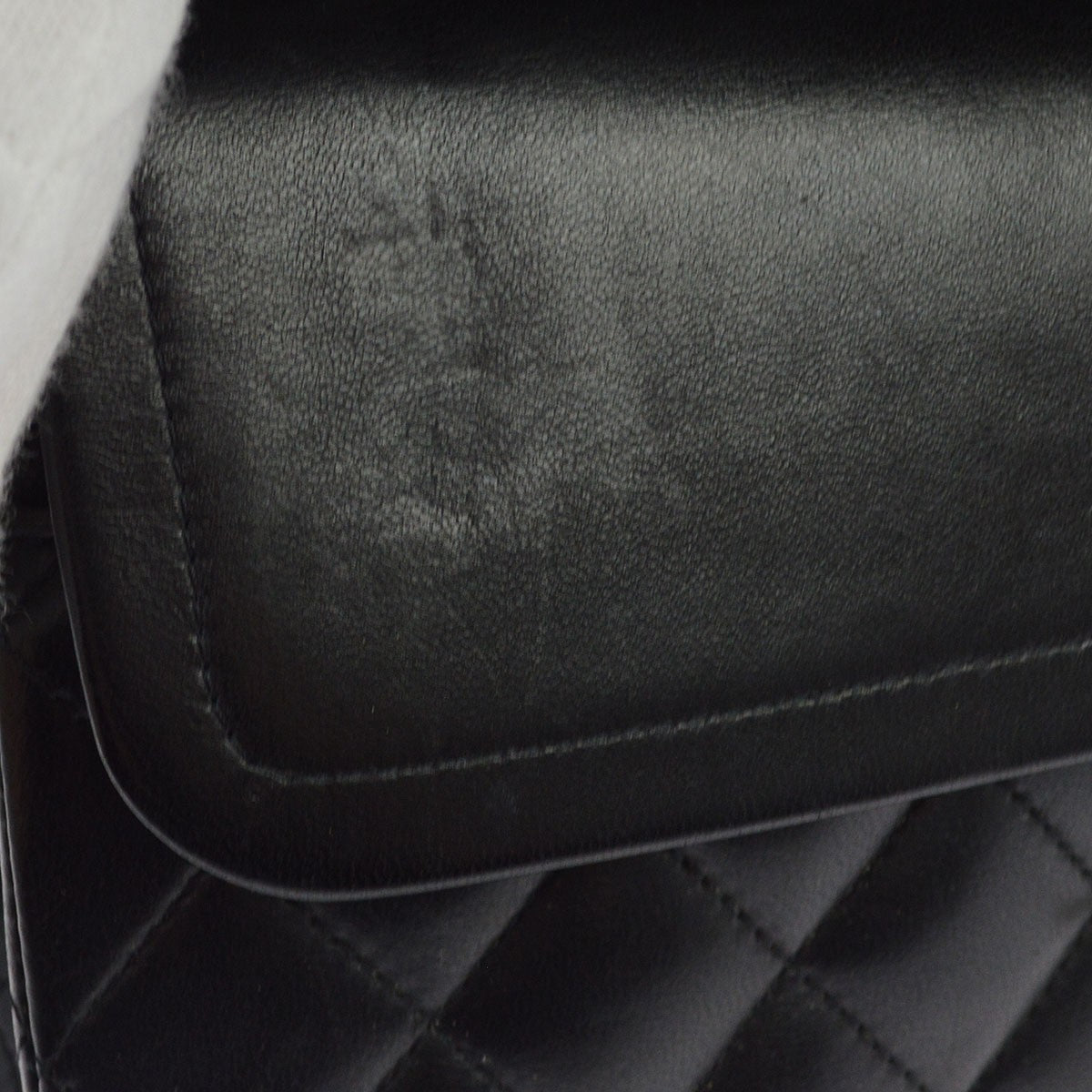 Chanel Classic Timeless Double Flap Quilted Lambskin Black Leather Handbag (Pre-Owned)