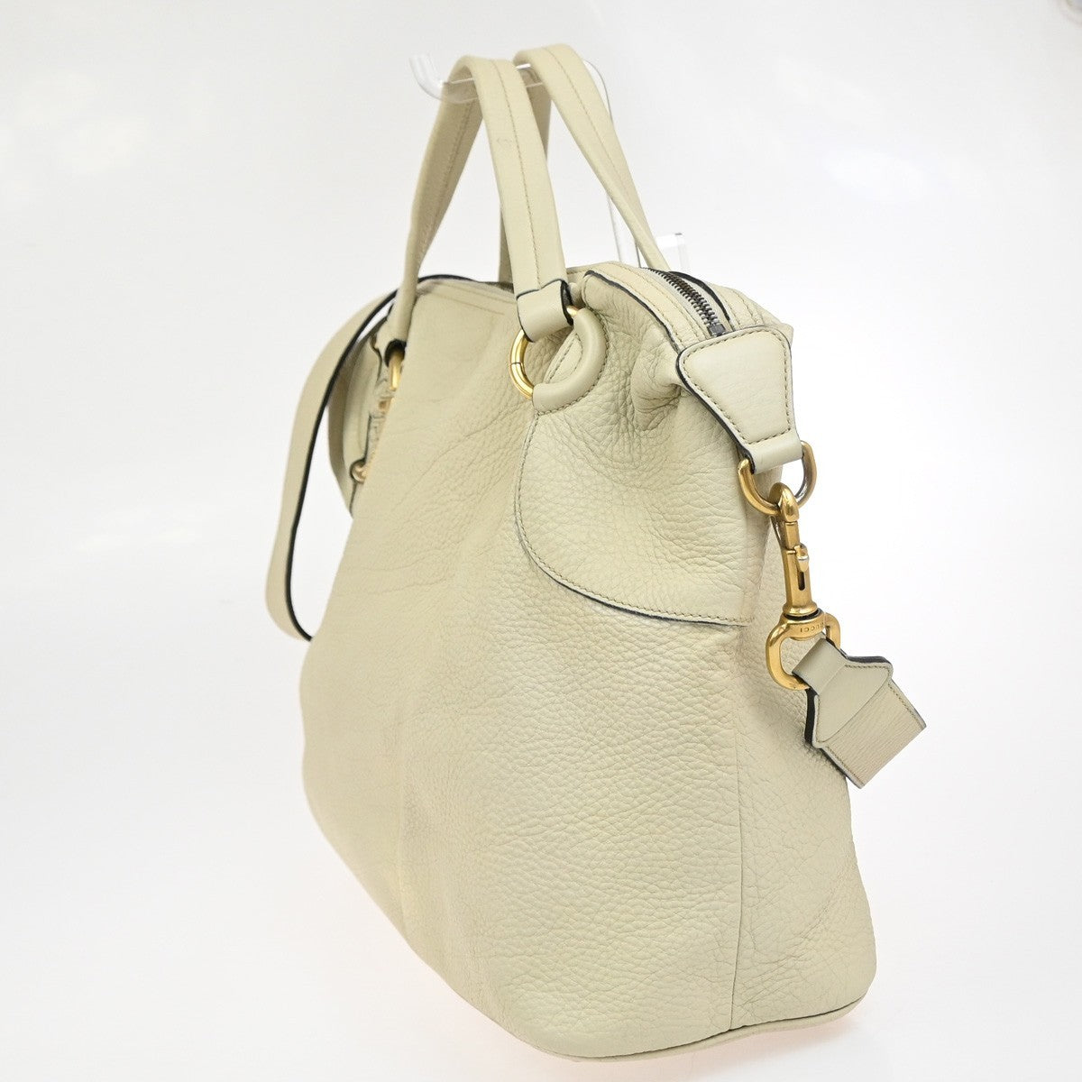 Gucci Twill Satchel Leather White Leather Shoulder Bag Bag (Pre-Owned)