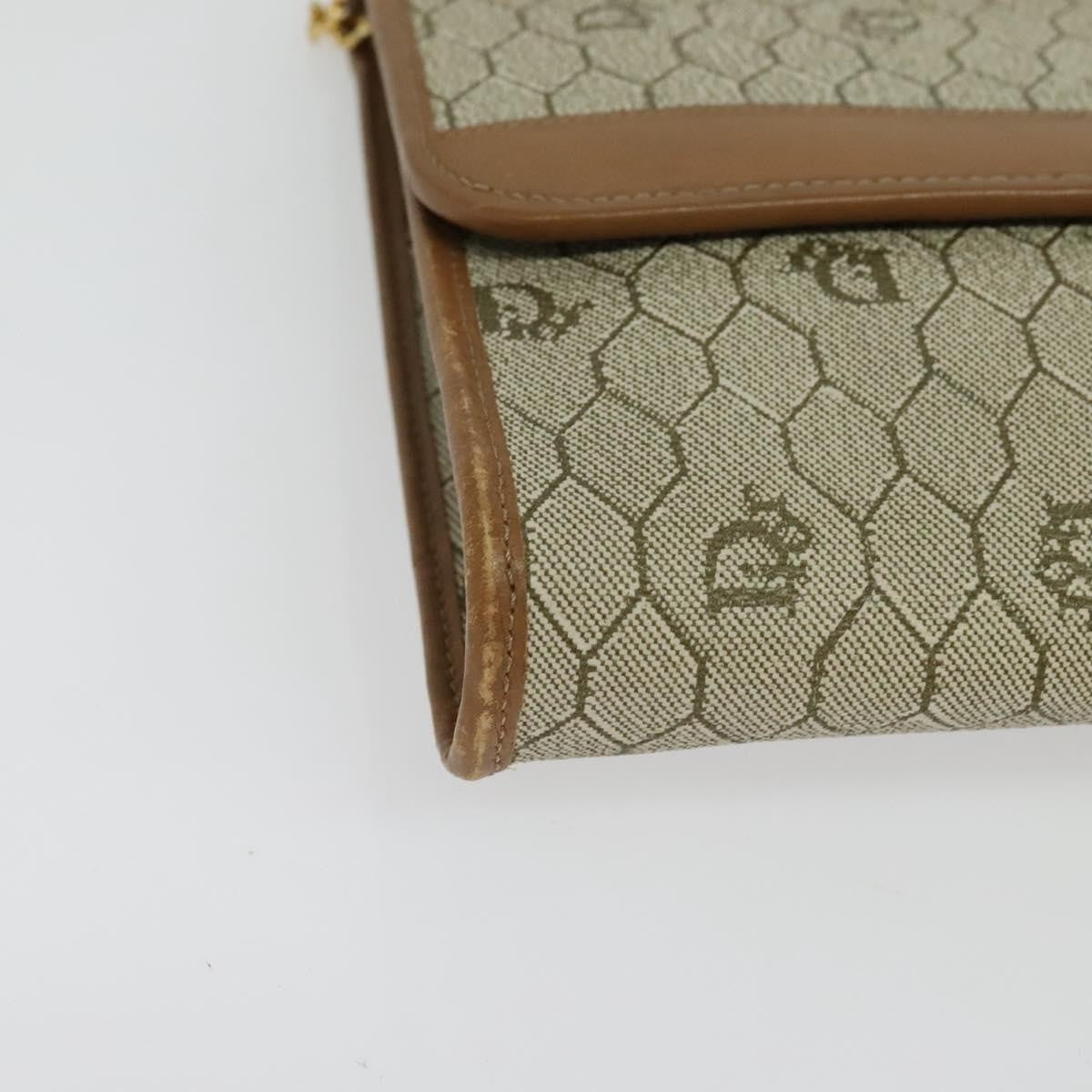 Christian Dior Vintage Honeycomb Chain Canvas Beige Canvas Bag (Pre-Owned)