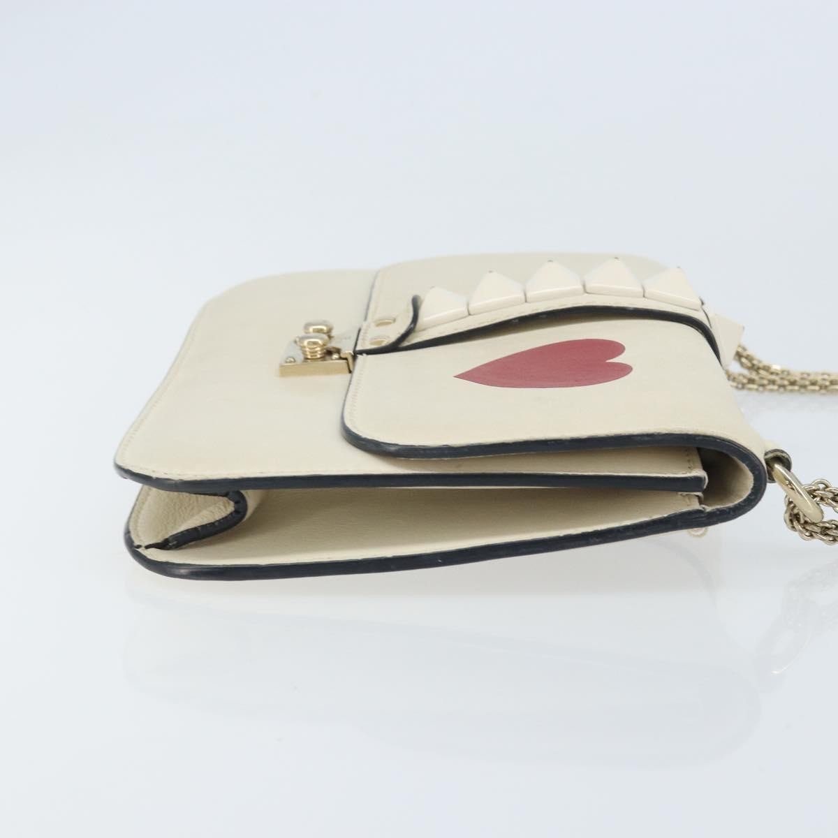 Valentino Garavani Glam Lock Leather White Leather Shoulder Bag Bag (Pre-Owned)