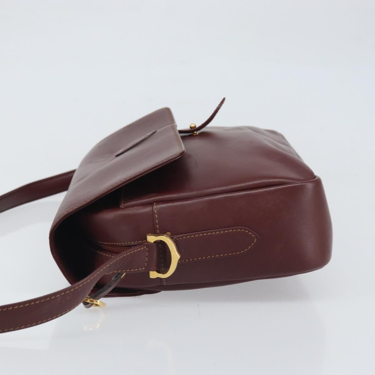 Cartier Must De Cartier Leather Burgundy Leather Shoulder Bag Bag (Pre-Owned)