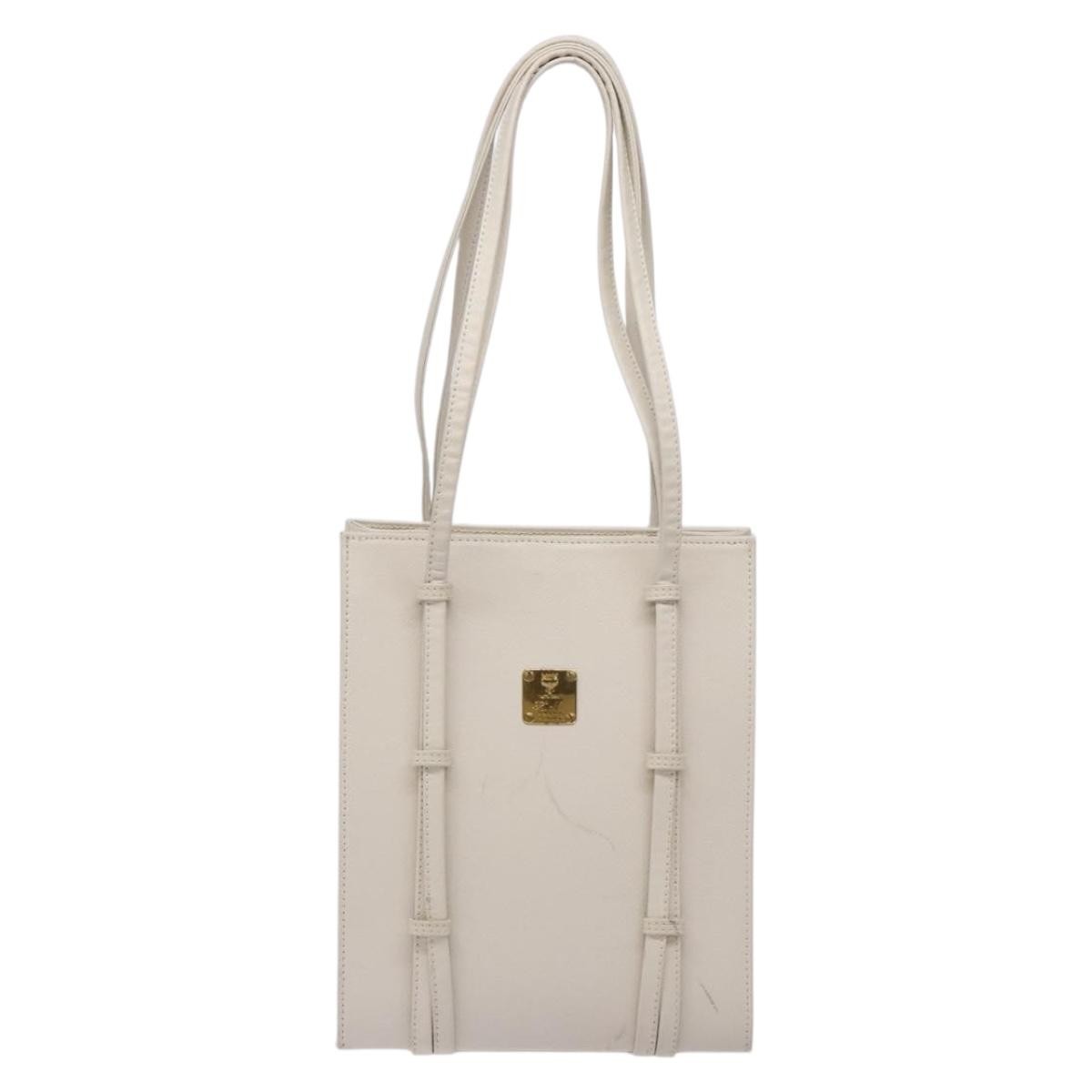 MCM Vintage Leather White Leather Shoulder Bag Bag (Pre-Owned)