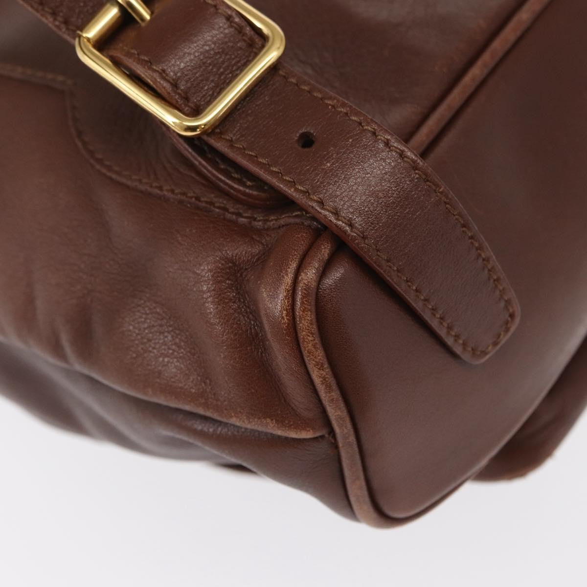 Gucci Vintage Bamboo Leather Brown Leather Backpack Bag (Pre-Owned)