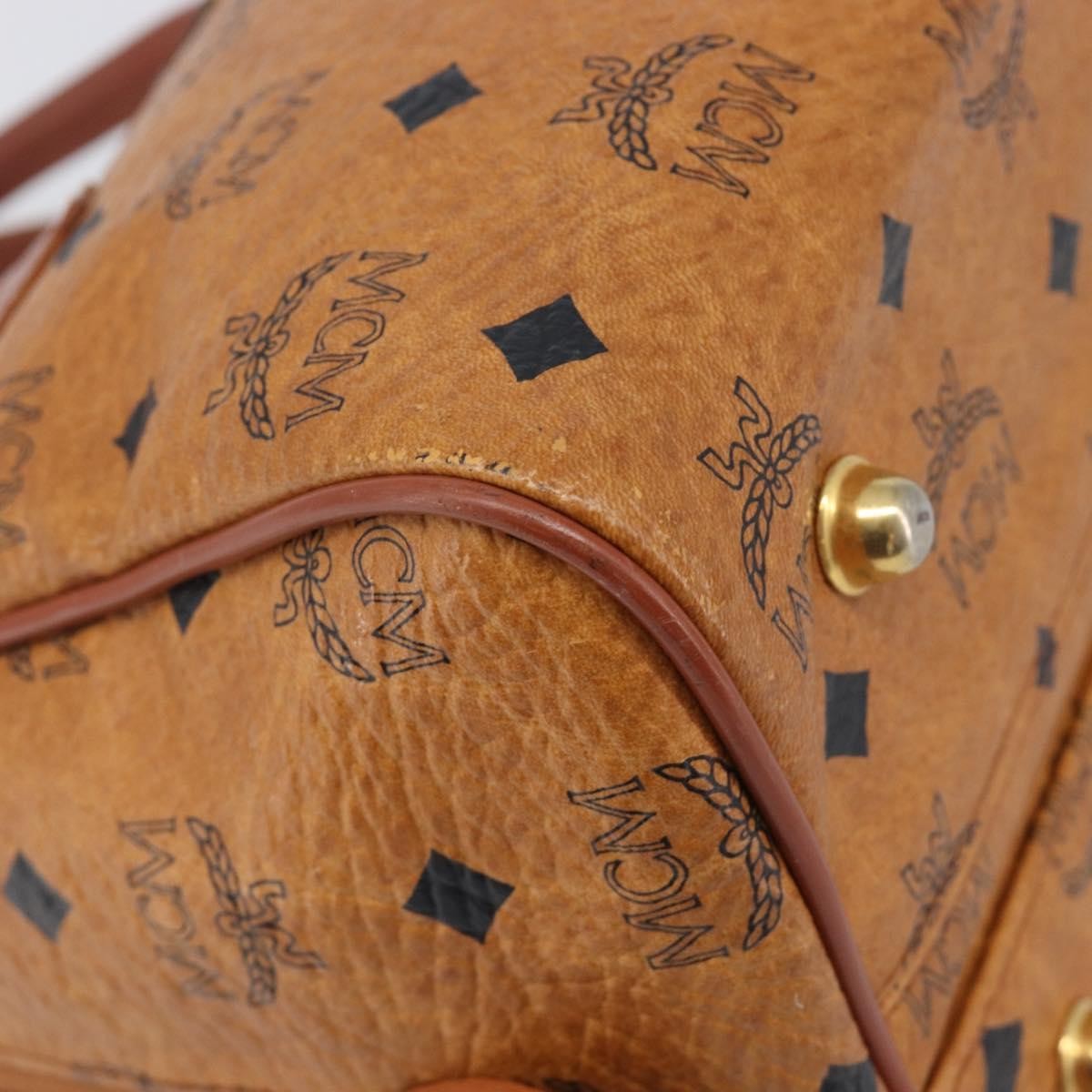 MCM Visetos Logogramme Leather Brown Leather Handbag (Pre-Owned)