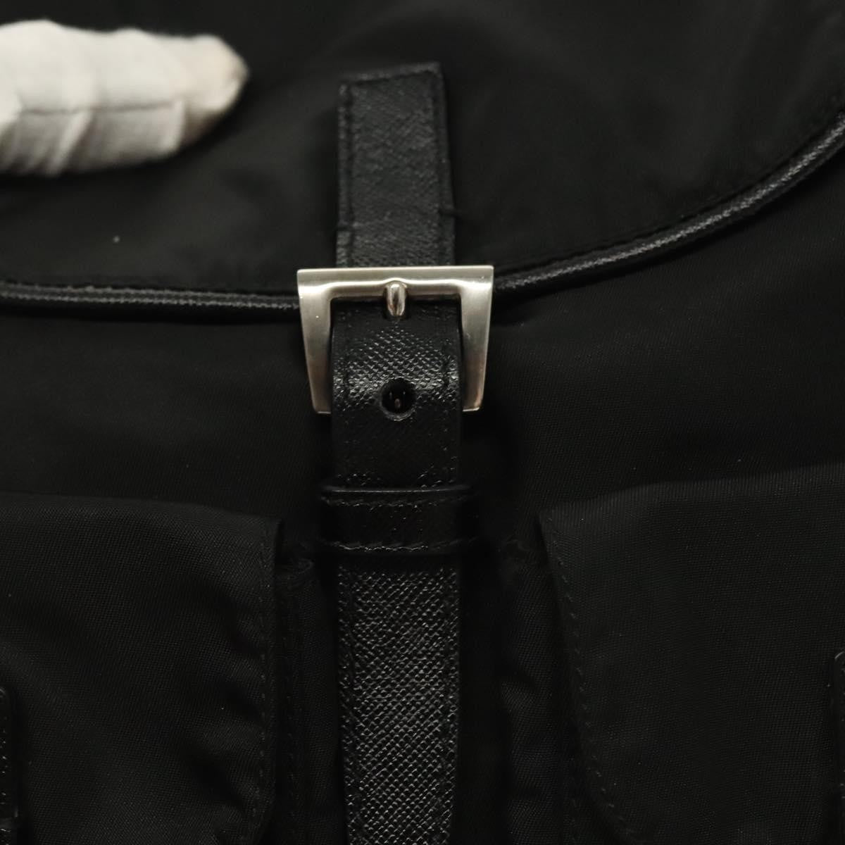 Prada Double Pocket Drawstring Tessuto Black Nylon Shoulder Bag Bag (Pre-Owned)