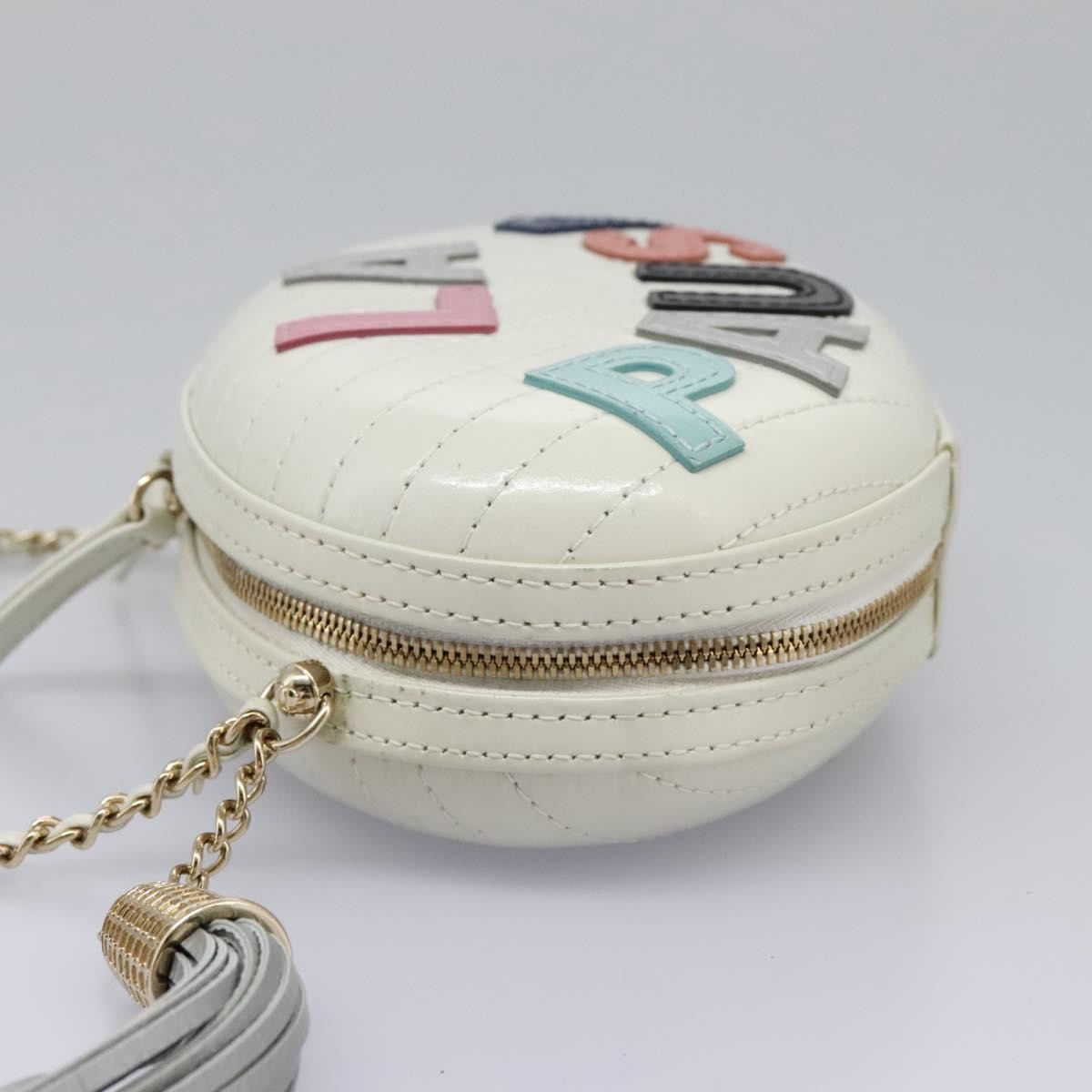 Chanel La Pausa Evening Chevron Lambskin With Applique White Leather Shoulder Bag Bag (Pre-Owned)