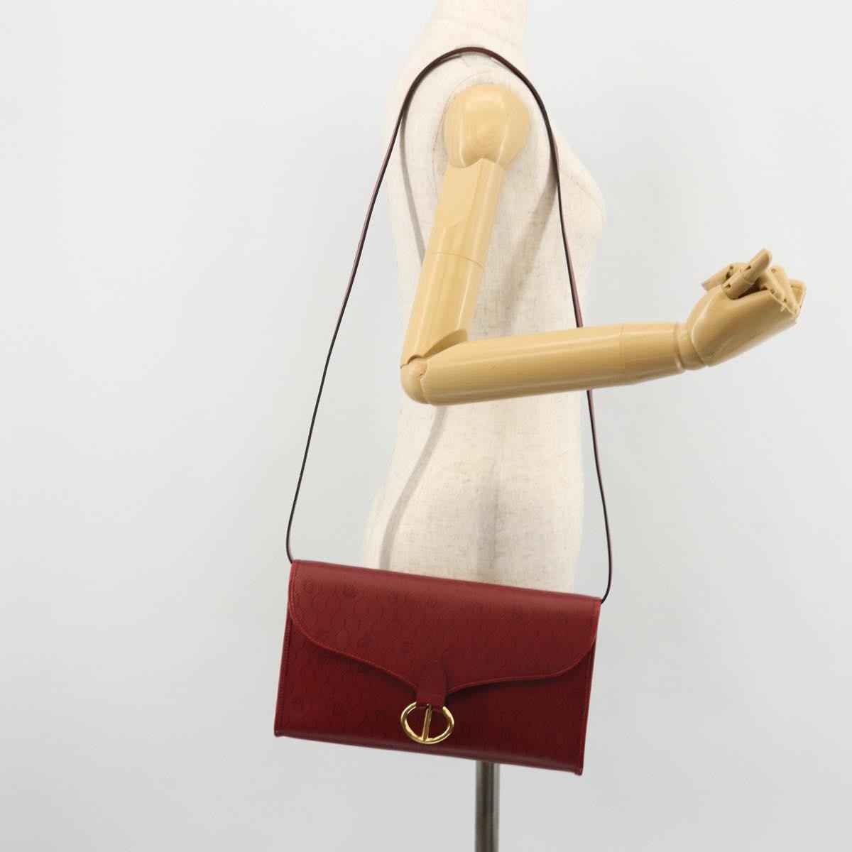 Christian Dior Vintage Honeycomb Canvas Red Canvas Shoulder Bag Bag (Pre-Owned)
