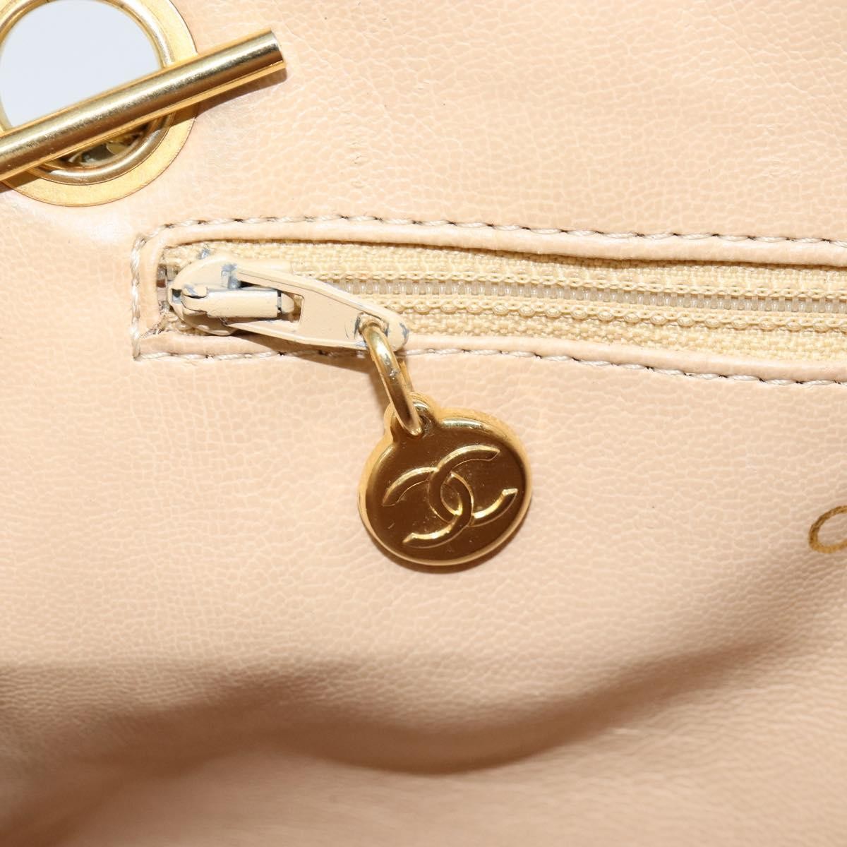 Chanel Vintaghe Chain Quilted Caviar Beige Leather Shoulder Bag Bag (Pre-Owned)