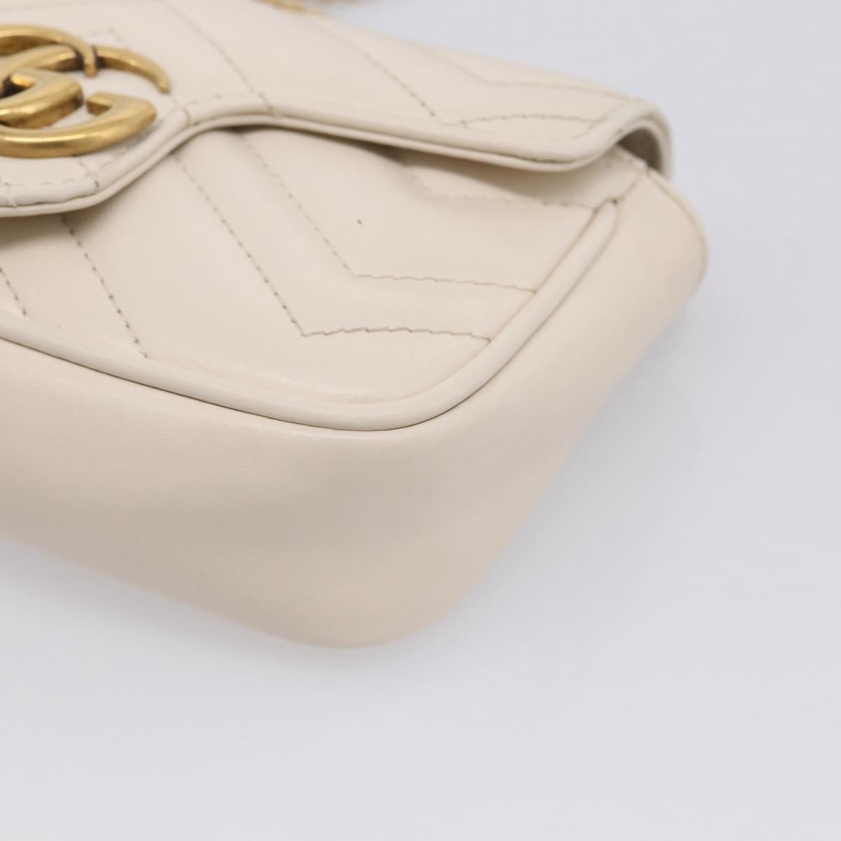 Gucci Gg Marmont Flap Chain Gg Coated Canvas And Leather Beige Leather Shoulder Bag Bag (Pre-Owned)