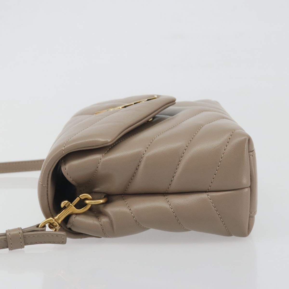 Saint Laurent Loulou Puffer Quilted Leather Beige Leather Shoulder Bag Bag (Pre-Owned)