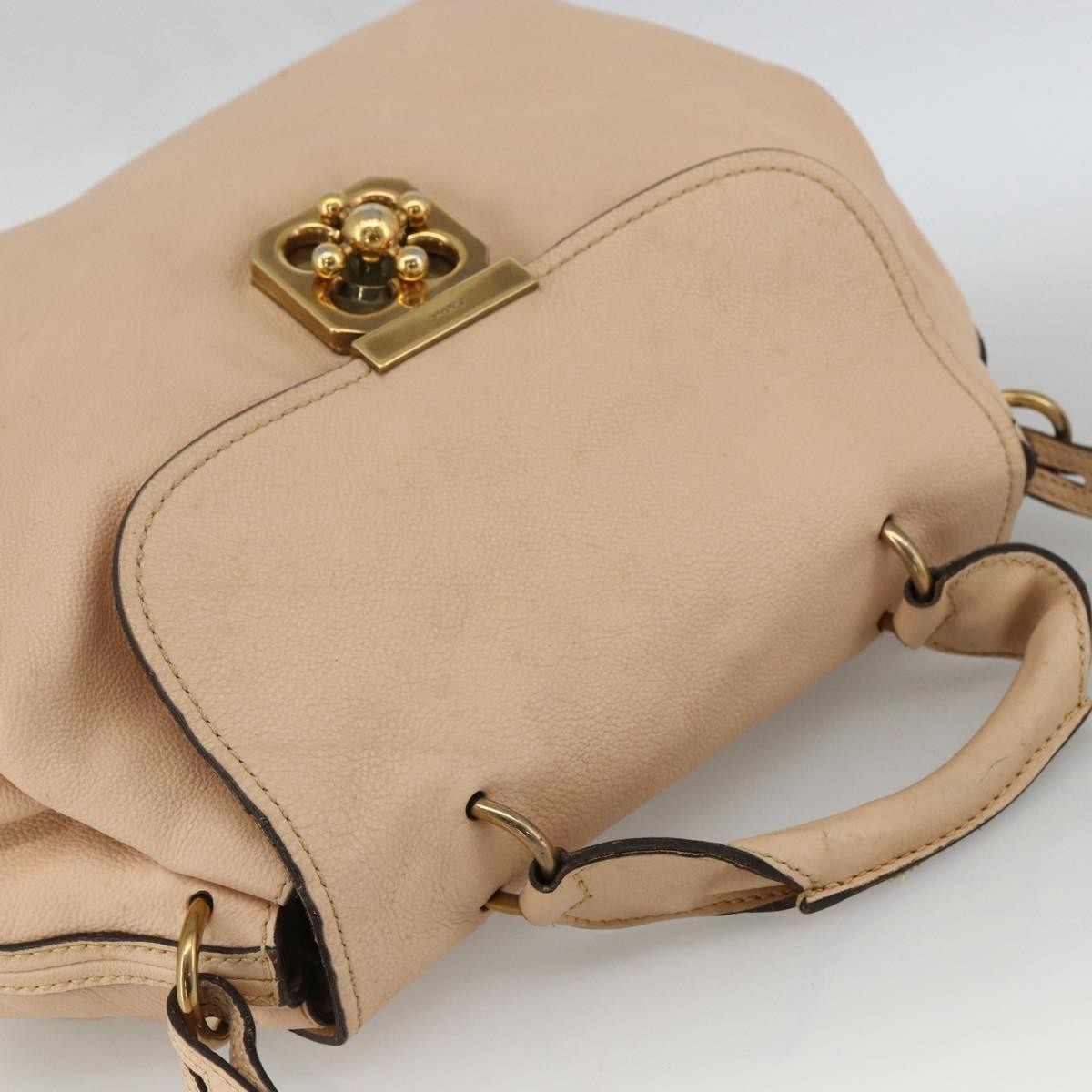 Chloe Elsie Convertible Satchel Leather Beige Leather Handbag (Pre-Owned)