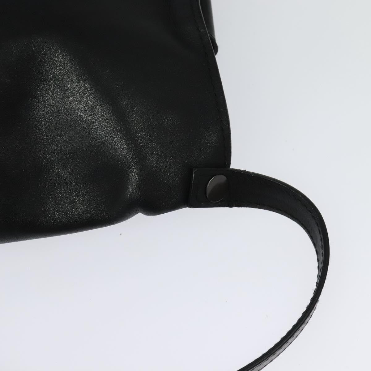 Bottega Veneta Utility Waist Leather With Intrecciato Black Leather Shoulder Bag Bag (Pre-Owned)