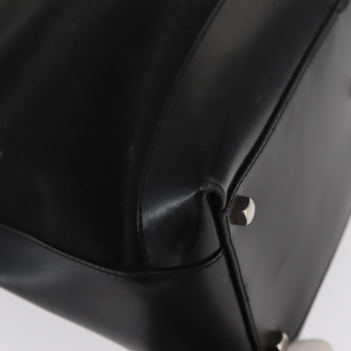 Salvatore Ferragamo Double Gancini Side Buckle Tote Canvas Black Canvas Handbag (Pre-Owned)