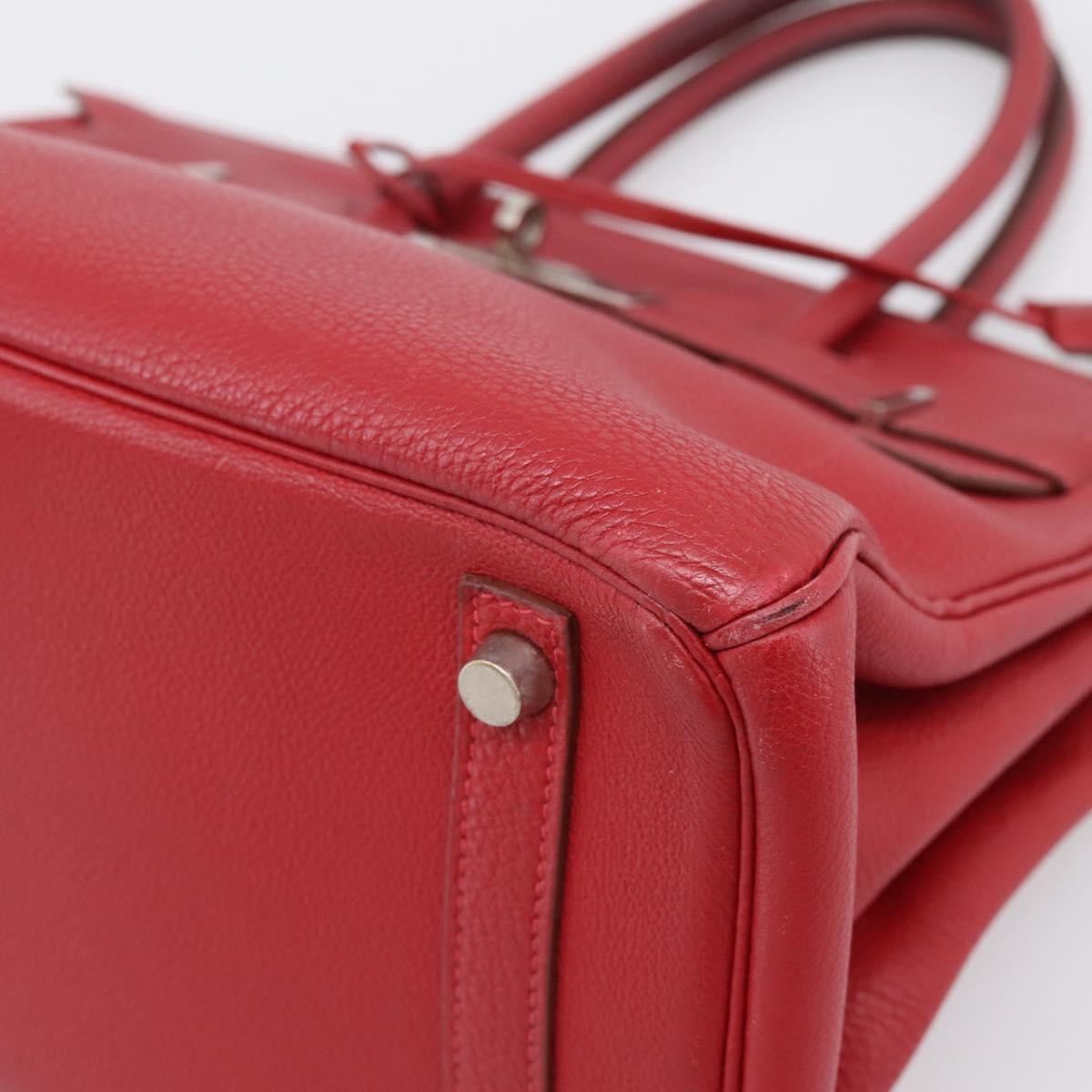 Hermes Birkin Red Togo With Palladium Hardware Red Leather Handbag (Pre-Owned)