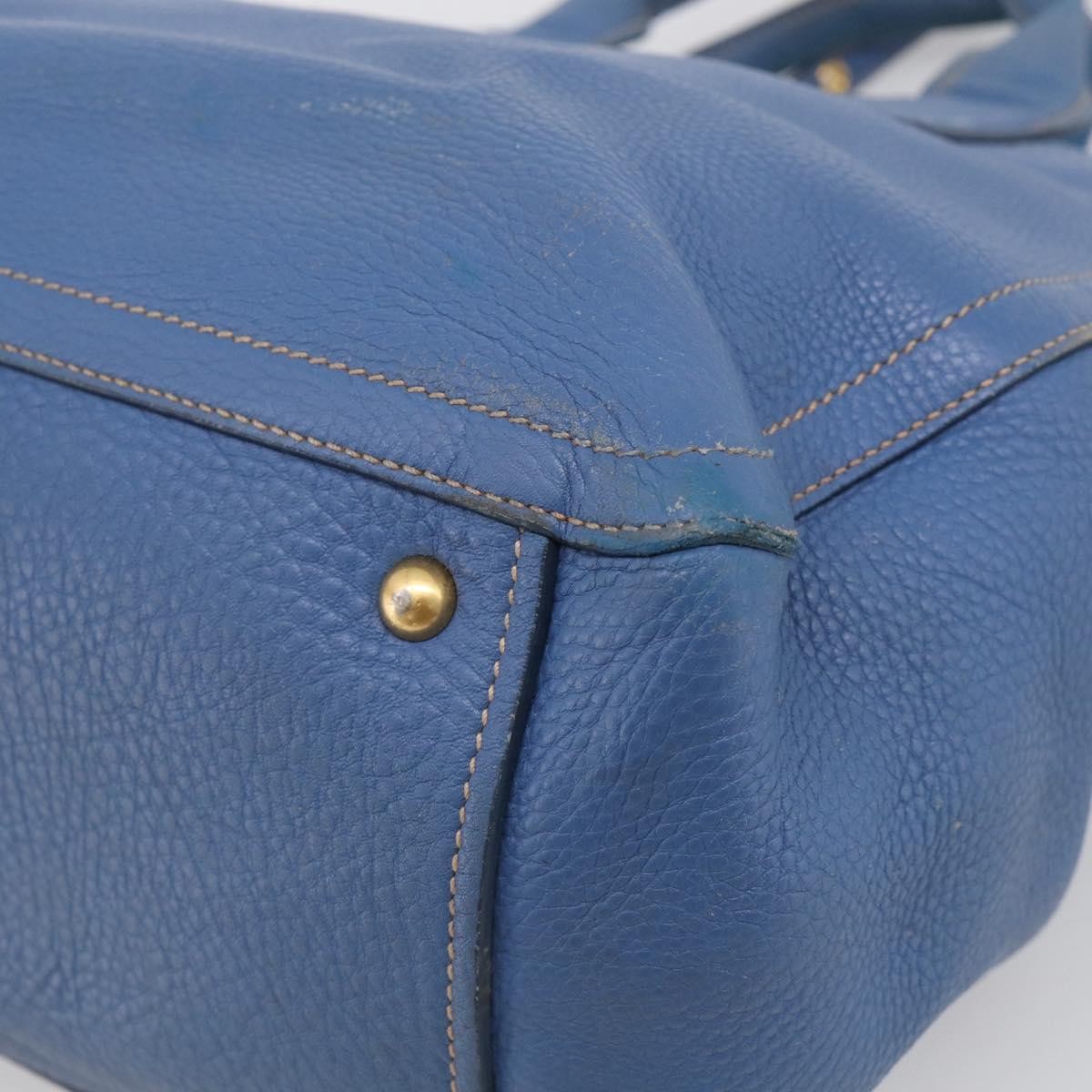 Miu Miu Beau Top Handle Leather Blue Leather Handbag (Pre-Owned)