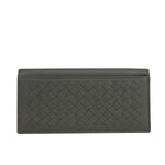 Bottega Veneta Men's Intercciaco Gray Leather Woven Long Bifold Wallet 390878 1300