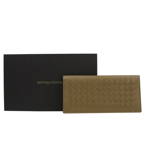 Bottega Veneta Men's Woven Long Light Brown Leather Bifold Wallet 390878 2314