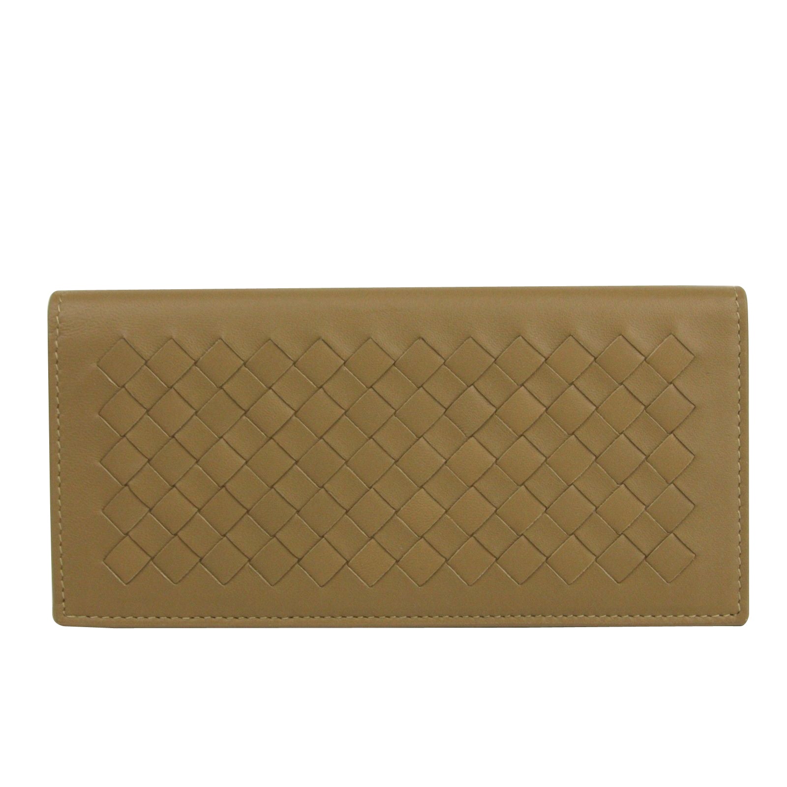 Woven Light Leather Long Bifold Wallet