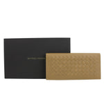 Bottega Veneta Men's Woven Light Brown Leather Long Bifold Wallet