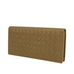 Bottega Veneta Men's Woven Light Brown Leather Long Bifold Wallet