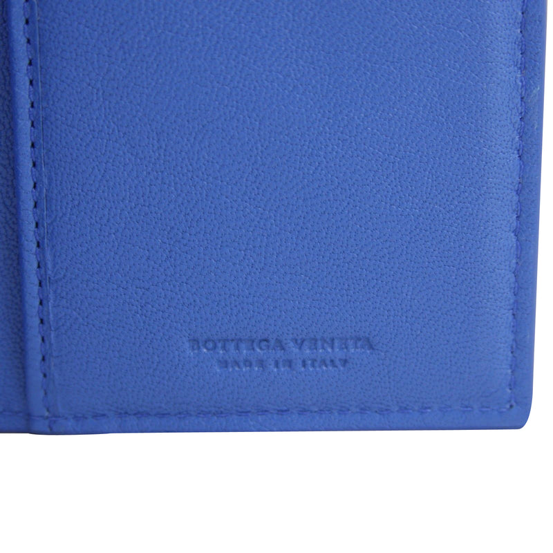 Bottega Veneta Men's Intercciaco Blue Leather Woven Long Bifold Wallet 390878 4315