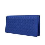Bottega Veneta Men's Intercciaco Blue Leather Woven Long Bifold Wallet 390878 4315