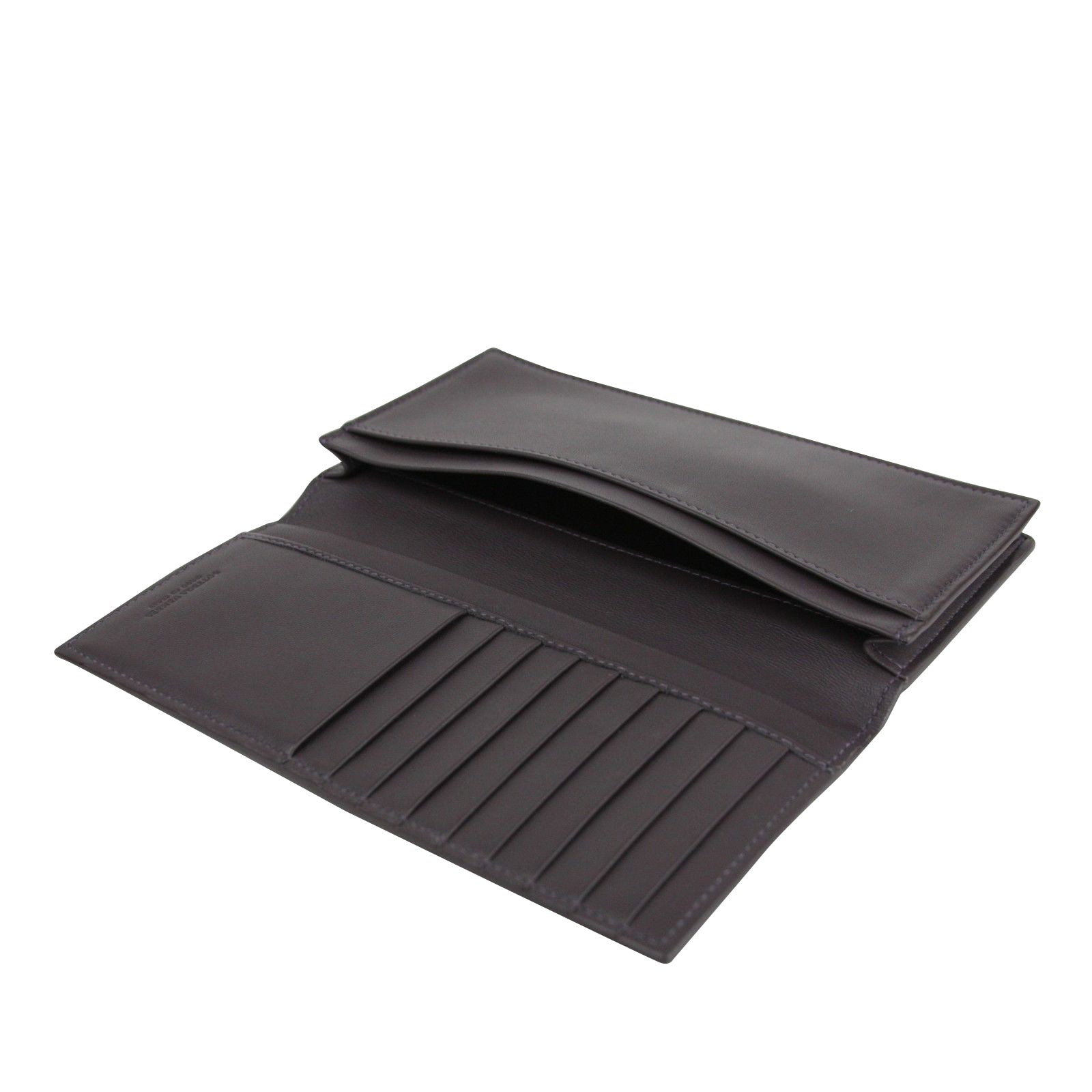 Bottega Veneta Men's Intercciaco Long Bifold Dark Plum Leather Wallet 390878 6017