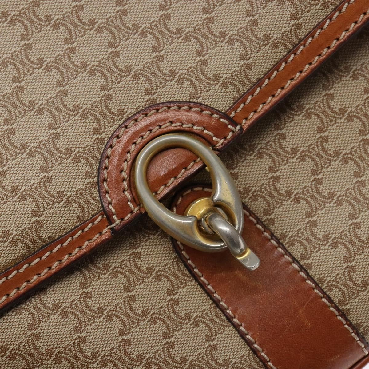 Celine Vintage Macadam Canvas And Leather Beige Canvas Bag (Pre-Owned)