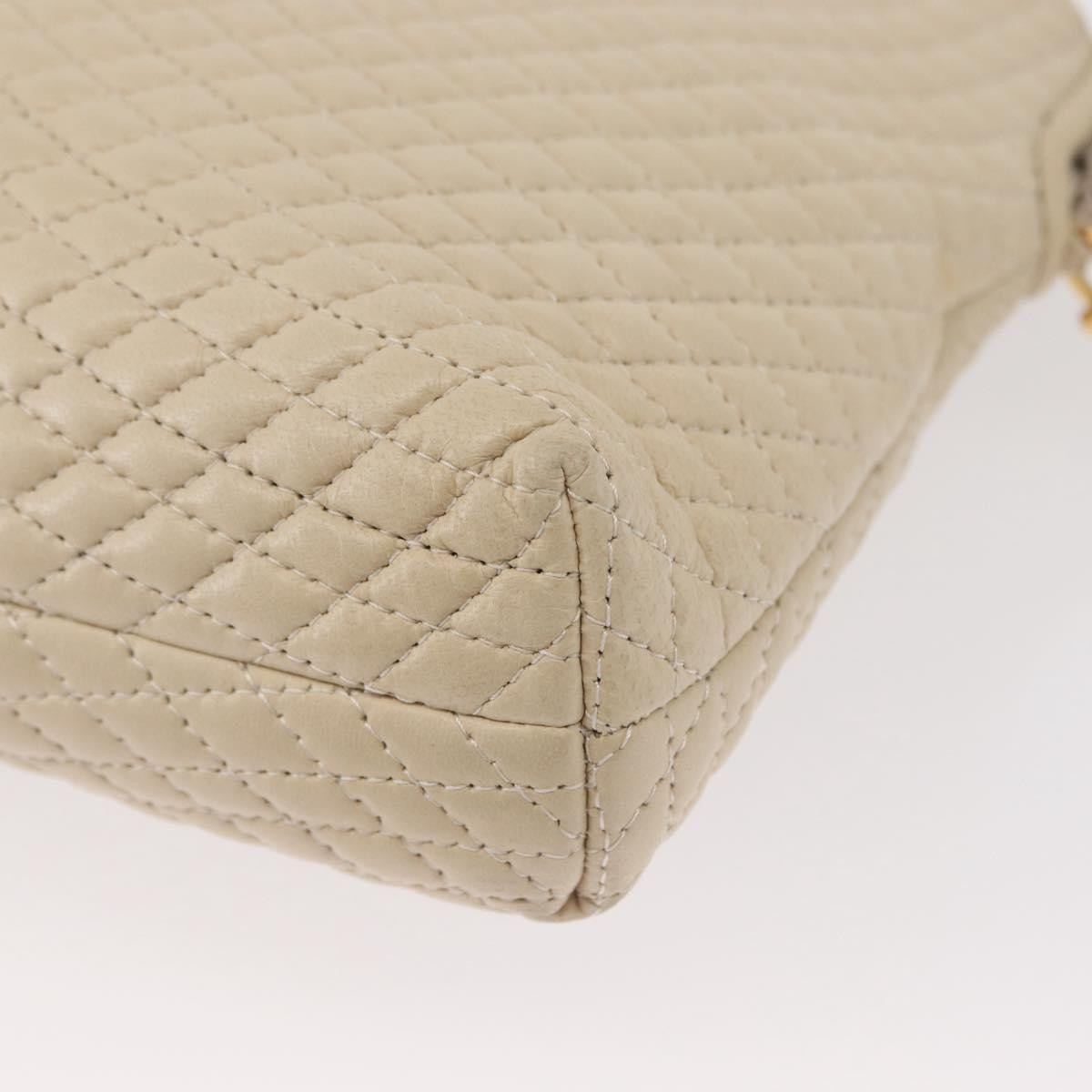 Bally Vintage Chain Quilted Leather Beige Leather Shoulder Bag Bag (Pre-Owned)