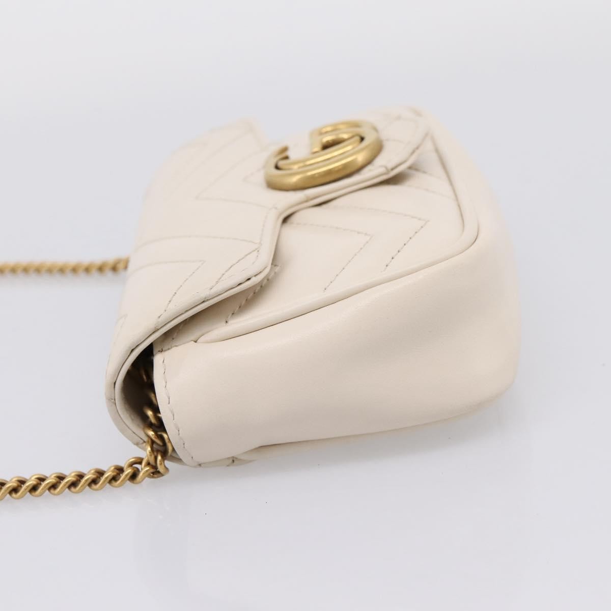 Gucci Gg Marmont Flap Chain Gg Coated Canvas And Leather Beige Leather Shoulder Bag Bag (Pre-Owned)