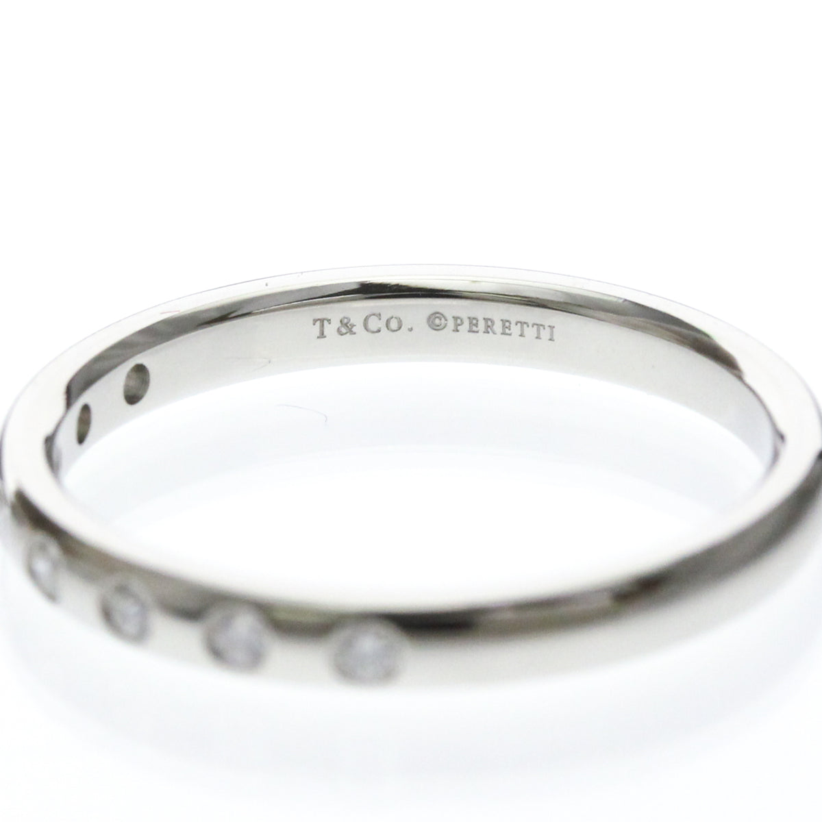 Tiffany & Co. Stacking Band Ring With 8 Diamonds Platinum Silver Platinum Ring Jewelry (Pre-Owned)