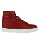 Balenciaga Men's Hi Top Dark Red Leather / Coated Canvas Sneaker