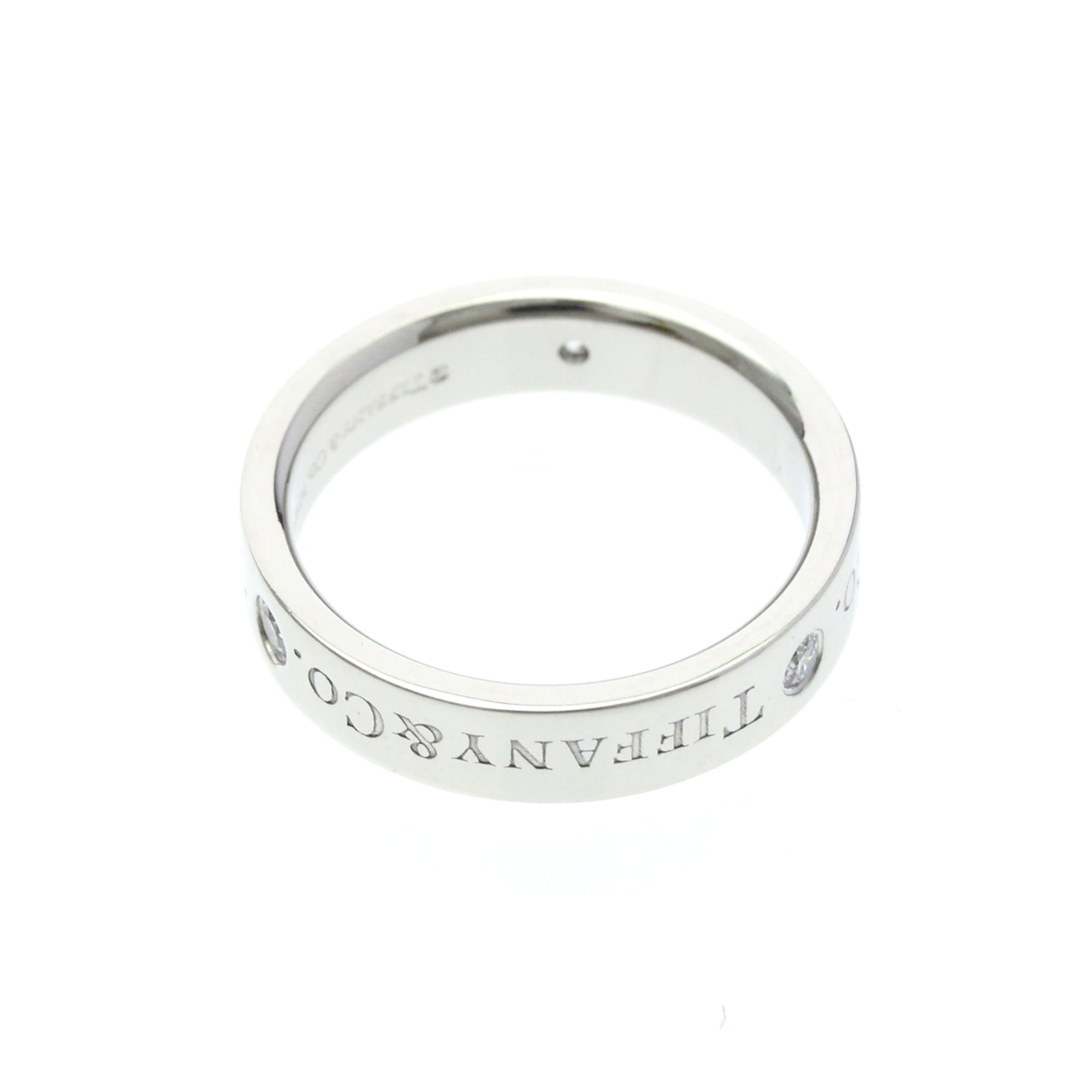 Tiffany & Co. Classic Wedding Band 3 Diamonds Platinum And Diamonds Silver Platinum Ring Jewelry (Pre-Owned)