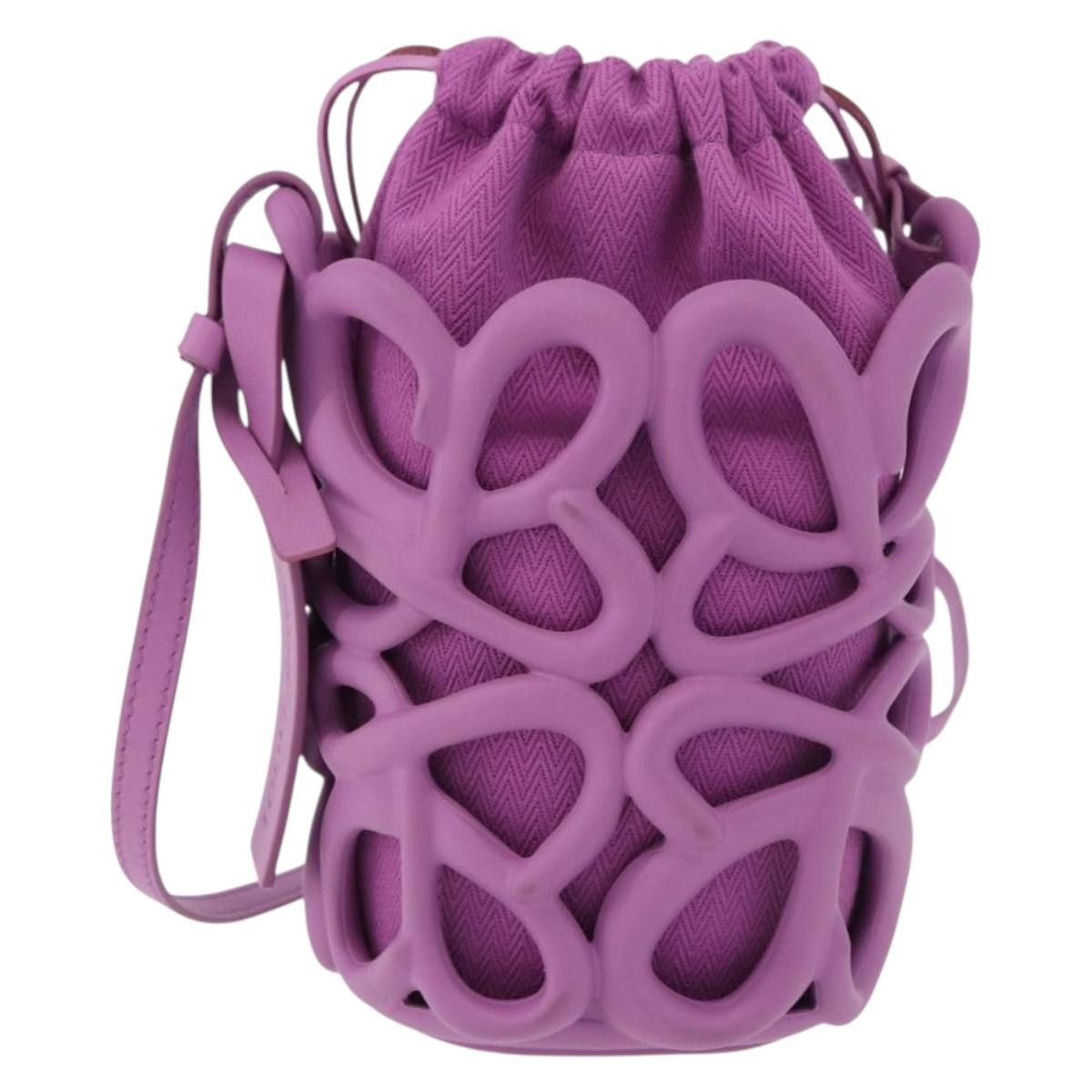 Loewe Anagram Inflated Pocket Canvas And Silicon Purple Canvas Crossbody Bag Bag (Pre-Owned)
