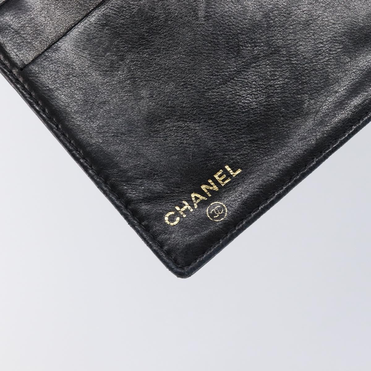 Chanel Vintage Cc Bifold Leather Black Leather Wallets Accessory (Pre-Owned)