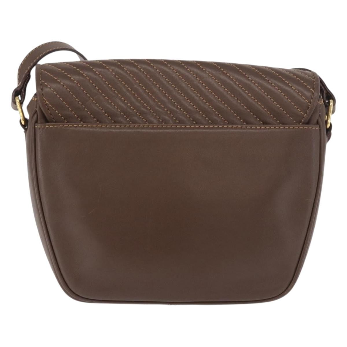Celine Macadam Leather Brown Leather Shoulder Bag Bag (Pre-Owned)