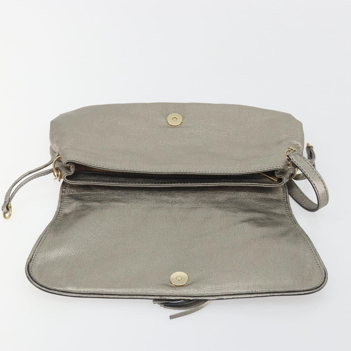 Salvatore Ferragamo Gancini Leather Silver Leather Shoulder Bag Bag (Pre-Owned)