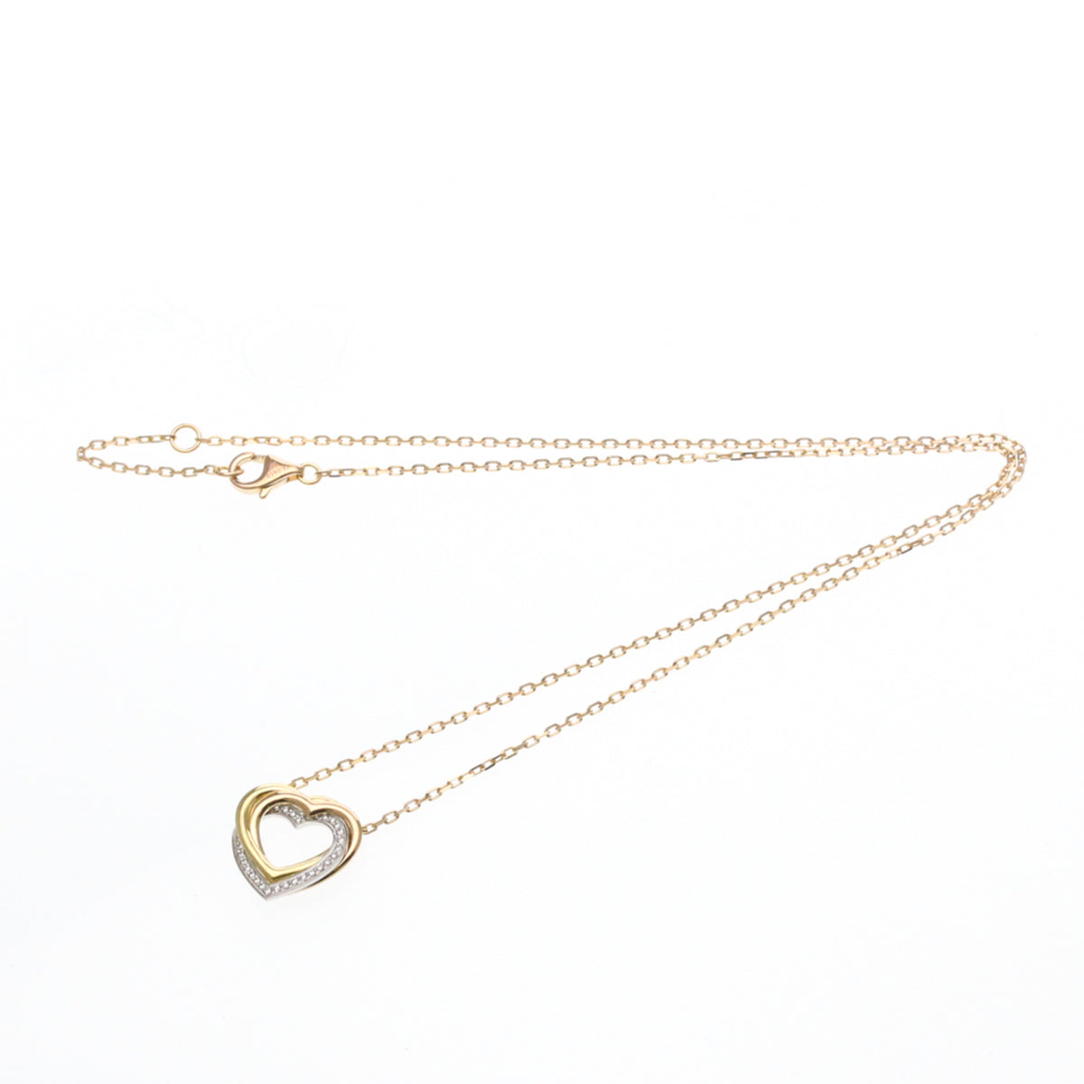 Cartier Trinity De Cartier Heart Pendant 18K Tricolor Gold With Diamonds Gold Gold Necklace Jewelry (Pre-Owned)