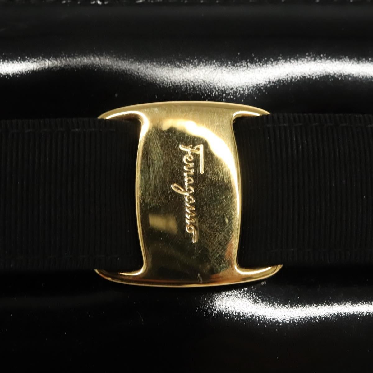 Salvatore Ferragamo Vala Patent Leather Black Patent_Leather Shoulder Bag Bag (Pre-Owned)