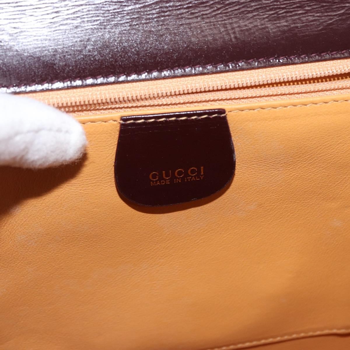 Gucci Vintage Lady Lock Top Handle Leather Burgundy Leather Handbag (Pre-Owned)