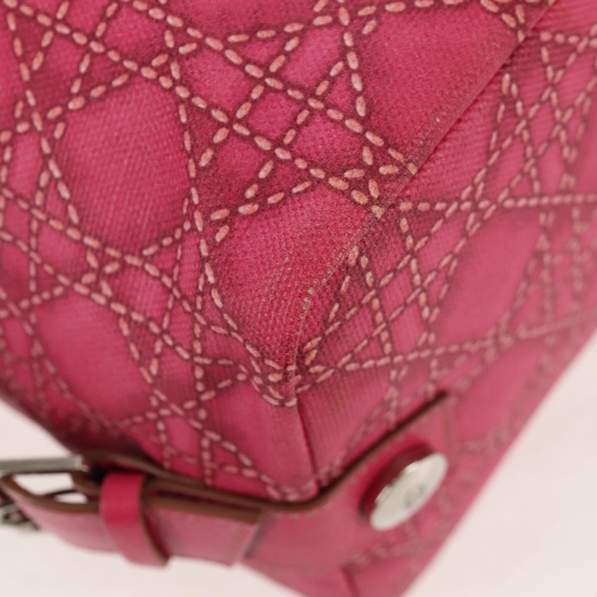 Christian Dior Cannage Canvas Pink Canvas Handbag (Pre-Owned)