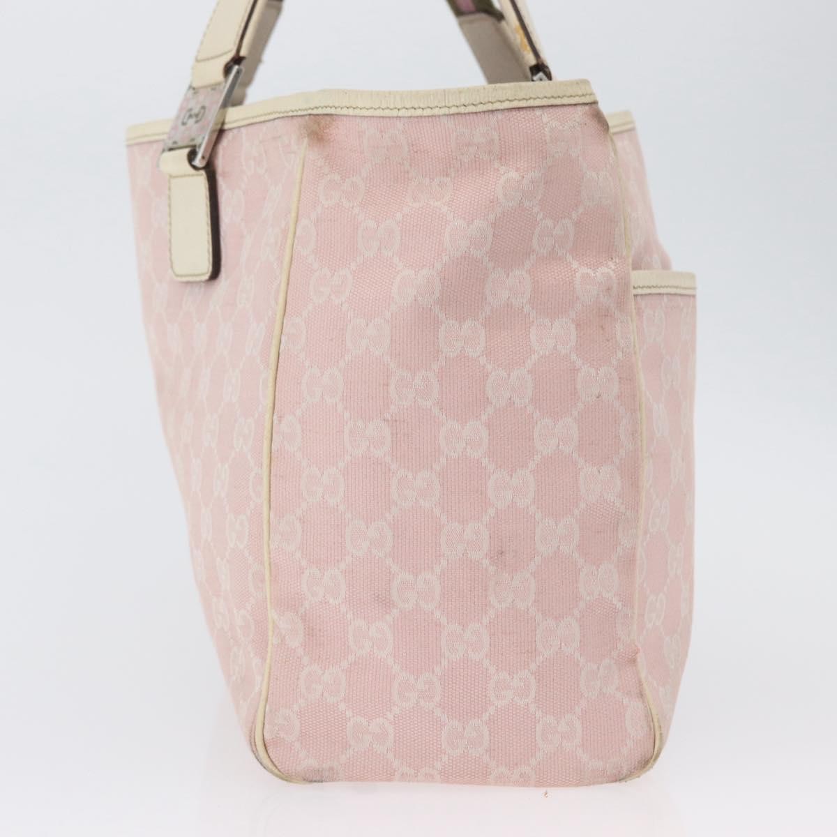 Gucci Web Handle Buckle Tote Gg Canvas And Leather Pink Canvas Tote Bag Bag (Pre-Owned)