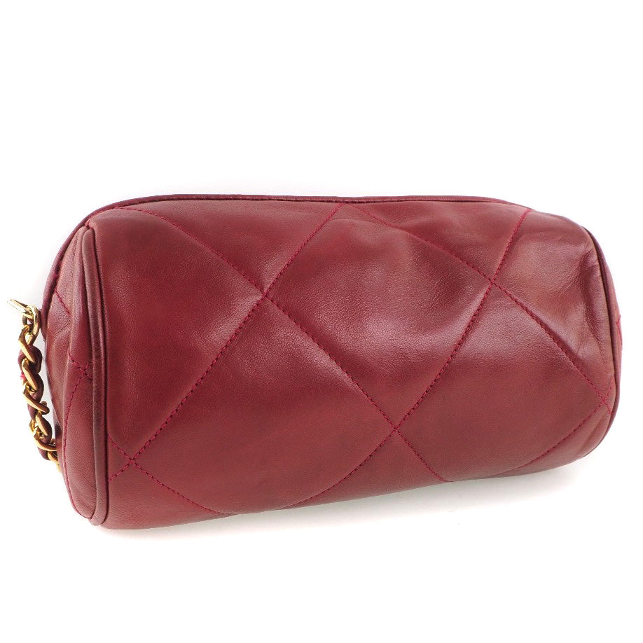 Chanel Matrasse Red Leather Shoulder Bag (Pre-Owned)