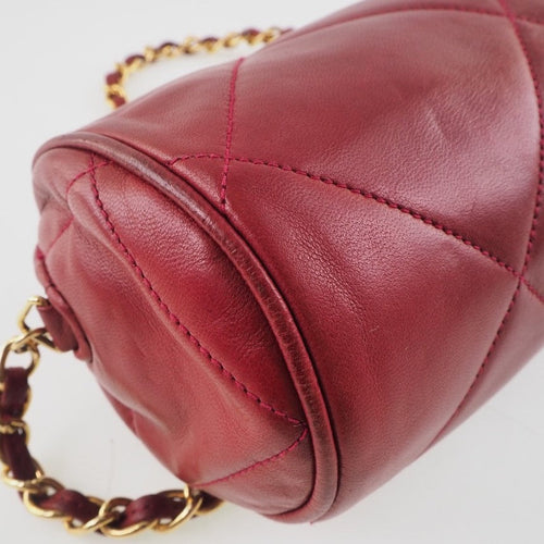 Chanel Matrasse Red Leather Shoulder Bag (Pre-Owned)