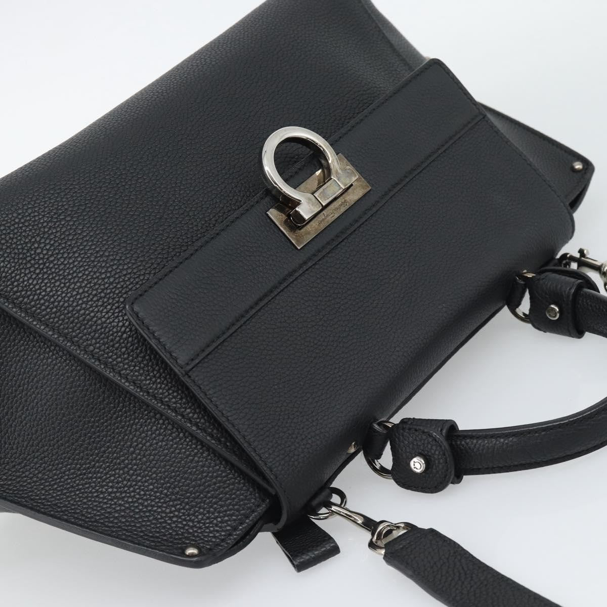 Salvatore Ferragamo Sofia Satchel Grainy Leather Black Leather Handbag (Pre-Owned)