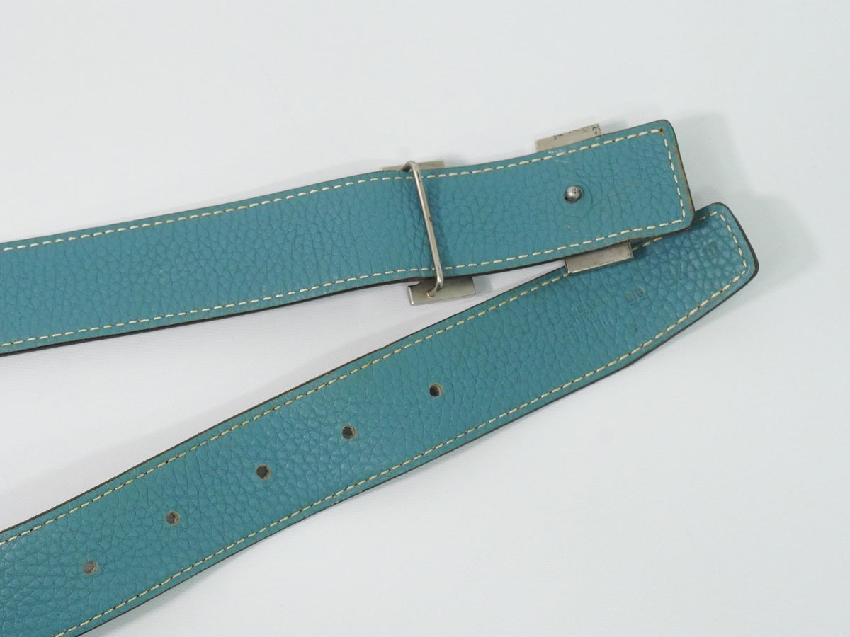 Hermes Constance Reversible Belt Leather With Guilloche Hardware Black Leather Belts Accessory (Pre-Owned)