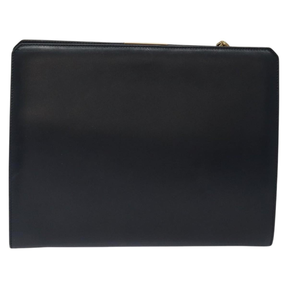 Salvatore Ferragamo Vintage Gancini Chain Leather Navy Leather Shoulder Bag Bag (Pre-Owned)