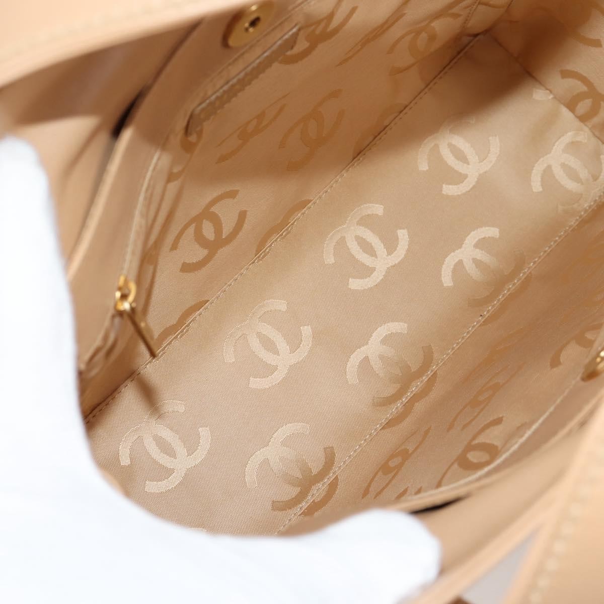 Chanel Cc Stitch Tote Lambskin Beige Leather Bag (Pre-Owned)