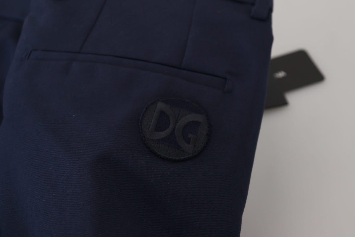 Dolce & Gabbana Blue Linen Cotton Slim Trousers Chinos Men's Pants