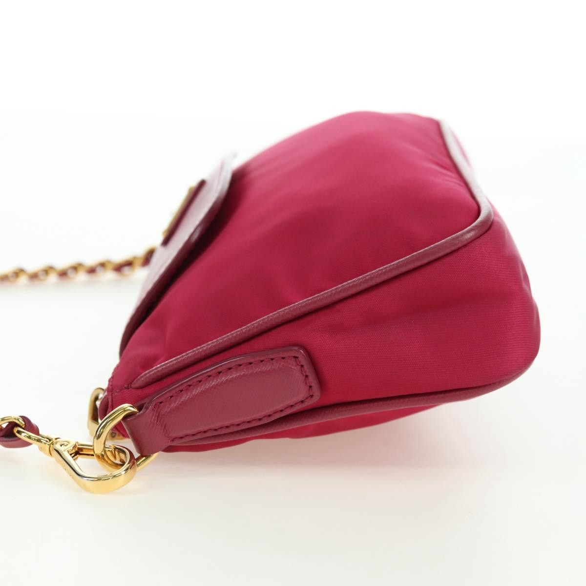 Prada Chain Tessuto And Saffiano Leather Pink Nylon Shoulder Bag Bag (Pre-Owned)